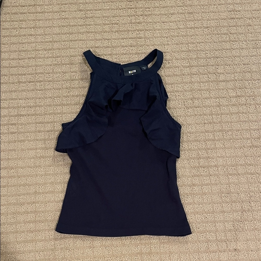 Maeve Midnight Blue Ruffle Tank Top